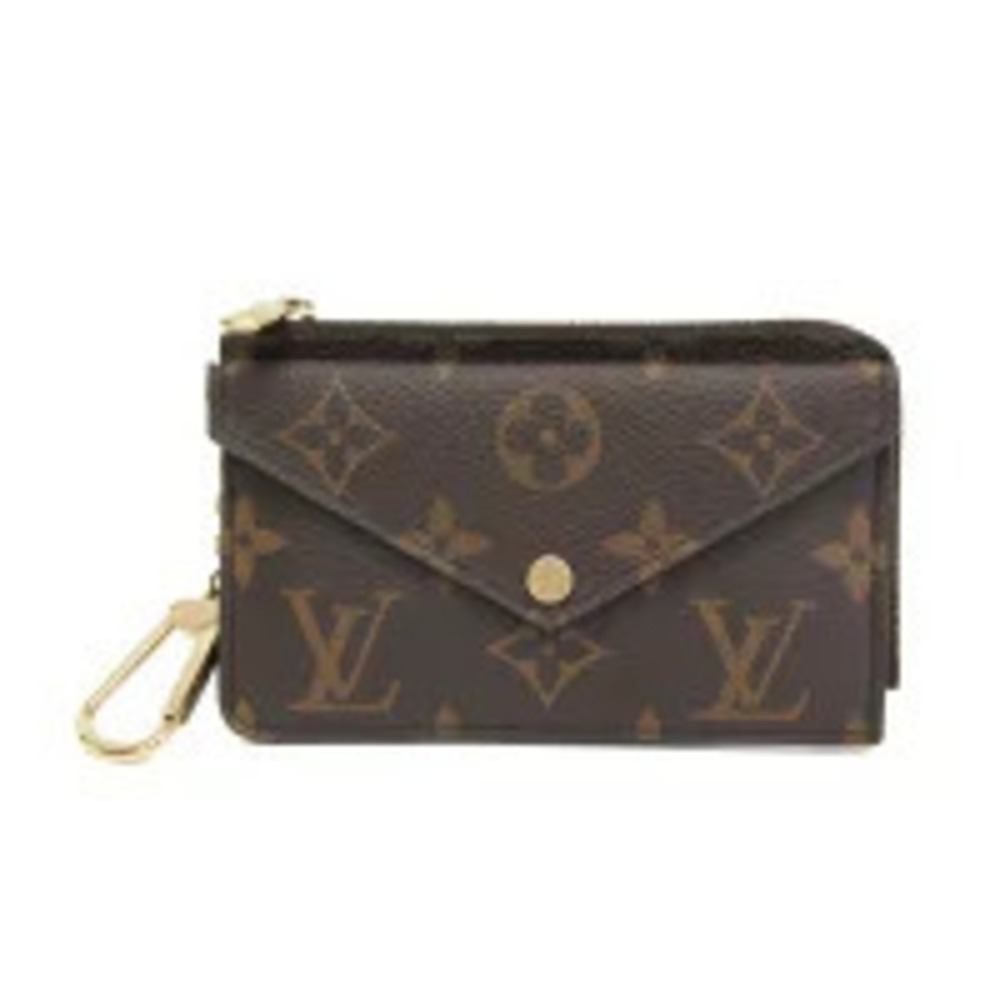 Louis Vuitton Monogram Porte Carte Rect Verso Coin Canvas Leather Noir Black